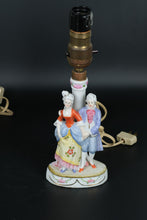 Load image into Gallery viewer, Victorian Courting Couple Porcelain Figurine Lamps – Pair with Shades
