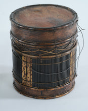 Load image into Gallery viewer, Handwoven Stacking Basket Pair Rustic Bamboo and Wood Storage Containers

