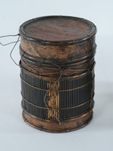 Load image into Gallery viewer, Handwoven Stacking Basket Pair Rustic Bamboo and Wood Storage Containers
