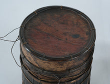 Load image into Gallery viewer, Handwoven Stacking Basket Pair Rustic Bamboo and Wood Storage Containers
