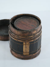 Load image into Gallery viewer, Handwoven Stacking Basket Pair Rustic Bamboo and Wood Storage Containers

