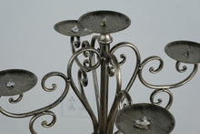 Load image into Gallery viewer, Tall Ornate Pewter Scrollwork Floor Candelabra – 6 Candle Holder
