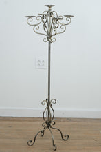 Load image into Gallery viewer, Tall Ornate Pewter Scrollwork Floor Candelabra – 6 Candle Holder
