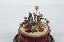 Load image into Gallery viewer, Antique Pin Cushion Under Glass Dome Sewing Pins Victorian Style Display
