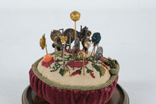 Load image into Gallery viewer, Antique Pin Cushion Under Glass Dome Sewing Pins Victorian Style Display

