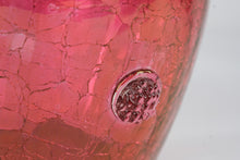 Load image into Gallery viewer, Blenko Cranberry Crackle Glass Pitcher Applied Handle Rosette Feet 7 Inch
