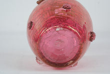 Load image into Gallery viewer, Blenko Cranberry Crackle Glass Pitcher Applied Handle Rosette Feet 7 Inch
