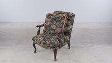 Load and play video in Gallery viewer, Traditional Floral Upholstered Accent Armchair with Carved Wood Frame
