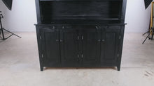Load and play video in Gallery viewer, Black Painted Wood Buffet Cabinet and Open Hutch
