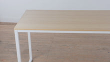 Load and play video in Gallery viewer, Modern Oak Computer Desk with White Steel Sled Base Legs
