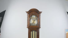 Load and play video in Gallery viewer, Ridgeway Grandfather Clock Tempus Fugit 3 Weight Pendulum Chime Wood 72 Inch
