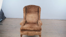 Load and play video in Gallery viewer, Traditional Wingback Lounge Chair in Brown Velvet Upholstery
