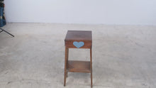 Load and play video in Gallery viewer, Rustic Wood Accent Side Table Blue Heart Farmhouse Cottage Style 27 Inch
