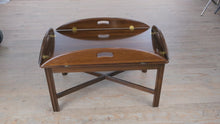 Load and play video in Gallery viewer, Solid Wood Folding Butler’s Table with Hinged Expanding Top
