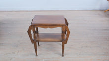 Load and play video in Gallery viewer, Wood Side Table with Lower Shelf and Magazine Rack Form
