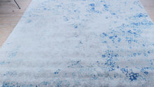 Load and play video in Gallery viewer, Beverly Ivory &amp; Blue Abstract Area Rug – 8' x 10' Contemporary Distressed Style Rug
