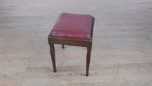 Load and play video in Gallery viewer, Vintage Wood Vanity Bench / Stool – Red Vinyl Seat
