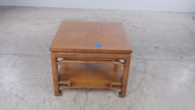 Load and play video in Gallery viewer, Vintage Asian Chinoiserie Square End Table Walnut Two Tier 28 Inch
