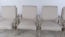 Load and play video in Gallery viewer, Set of Four Neoclassical Scrollwork Metal Patio Lounge Chairs
