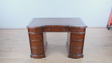 Load and play video in Gallery viewer, Hooker Furniture Brookhaven Bow Front Executive Desk Leather Top Double Pedestal
