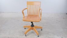 Load and play video in Gallery viewer, Mid-Century Modern Wood Swivel Office Chair with Casters
