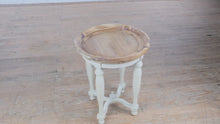 Load and play video in Gallery viewer, Pier 1 Imports “Amelia” Round End Table – Two-Tone Wood &amp; Cream Pedestal Base
