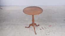 Load and play video in Gallery viewer, Antique Mahogany Tilt-Top Pedestal Side Table with Tripod Base
