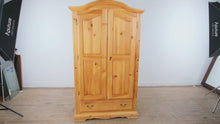 Load and play video in Gallery viewer, Solid Pine Linen Cabinet Pantry Armoire with Locking Doors and Storage Drawer
