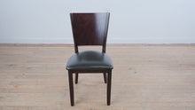 Load and play video in Gallery viewer, Dark Wood Restaurant Dining Chair With Black Vinyl Seat
