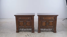Load and play video in Gallery viewer, Pair of Collezione Europa Mediterranean Style Wood Nightstands with Cabinet Storage
