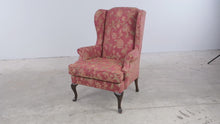 Load and play video in Gallery viewer, Rose Floral Upholstered Wingback Chair with Queen Anne Legs
