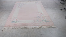 Load and play video in Gallery viewer, Chinese Peking Wool Rug 66 x 103 Pink Floral Art Deco Style Area Rug
