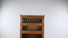 Load and play video in Gallery viewer, are 5 Stack Oak Barrister Bookcase with Leaded Glass Door and Globe Wernicke Style -#1- ONLINE ONLY

