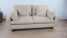 Load and play video in Gallery viewer, West Elm Harmony 82" Sofa in Sand Performance Distressed Velvet
