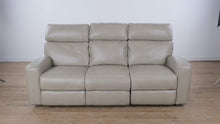 Load and play video in Gallery viewer, Hooker Furniture Mowry Power Reclining Sofa – Top Grain Leather – Cream
