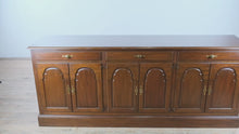 Load and play video in Gallery viewer, Extra-Long Kittinger Solid Mahogany Buffet / Credenza with Raised Panel Doors
