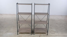 Load and play video in Gallery viewer, ndustrial Modern 4 Tier Ladder Bookcases with Metal Frame and Wood Grain Shelves - Pair
