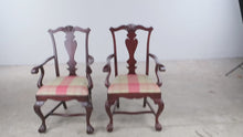 Load and play video in Gallery viewer, Pair of Chippendale Style Mahogany Armchairs with Plaid Upholstery
