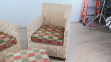 Load and play video in Gallery viewer, Pair of Ethan Allen Balta Seagrass Armchairs with Ottoman Basketweave Frame
