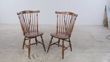 Load and play video in Gallery viewer, Pair of Vintage Moosehead Solid Wood Windsor Spindle Back Dining Chairs

