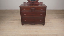 Load and play video in Gallery viewer, Antique Mahogany 3-Drawer Dresser with Mirror
