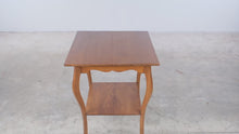 Load and play video in Gallery viewer, Vintage Oak Side Table with Lower Shelf and Cabriole Legs

