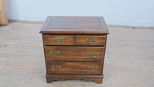 Load and play video in Gallery viewer, Vintage Hammary Solid Oak Three Drawer Side Table Nightstand
