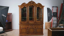 Load and play video in Gallery viewer, Henredon Lighted China Cabinet Hutch Two Piece Traditional Display Cabinet 70 Inch
