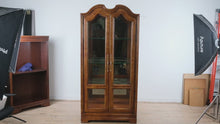 Load and play video in Gallery viewer, Henredon French Provincial Style Hardwood Glass Curio Cabinet with Lighting
