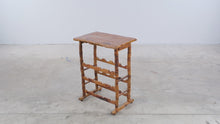 Load and play video in Gallery viewer, Vintage Burnt Bamboo Wine Rack Side Table
