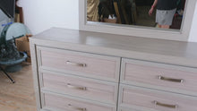 Load and play video in Gallery viewer, Hartney Mill Gray 6 Drawer Dresser Oak Finish

