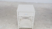 Load and play video in Gallery viewer, White Wicker Rattan One Drawer Side Table with Shelf
