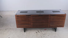 Load and play video in Gallery viewer, Modern Walnut Slatted Media Console and TV Stand with Storage
