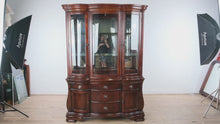 Load and play video in Gallery viewer, Ashley Millennium Collection Mahogany China Cabinet Curio Display Hutch D517-81
